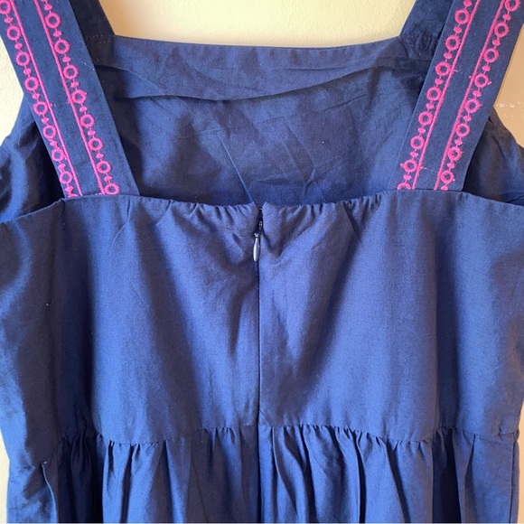 J. Crew Navy Midi Dress Pink Floral Embroidery Women’s Size 4 Sleeveless NWT - Picture 8 of 13